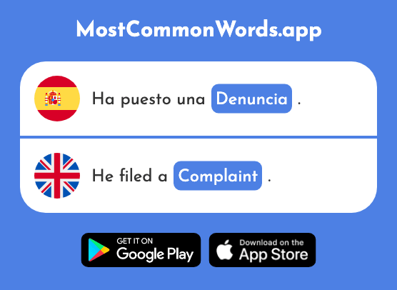 Denuncia - Complaint (La 2277 Palabra Más Común En English)