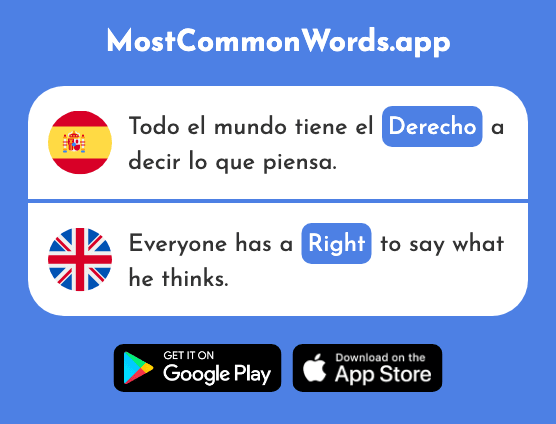 Derecho - Right, justice, law (La 266 Palabra Más Común En English)