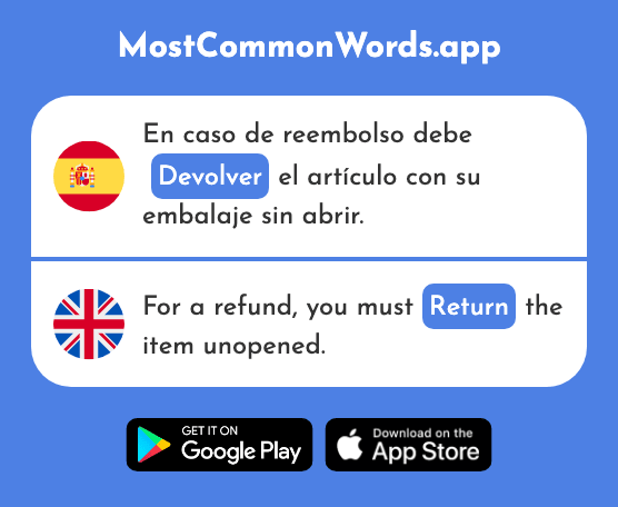 Devolver - Return, give back (La 1427 Palabra Más Común En English)
