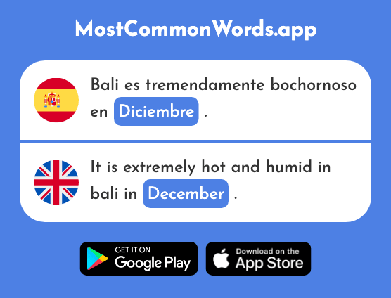 Diciembre - December (La 1165 Palabra Más Común En English)