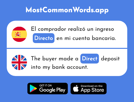 Directo - Direct, straight (La 1029 Palabra Más Común En English)