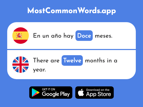 Doce - Twelve (La 1138 Palabra Más Común En English)
