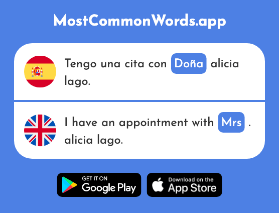 Doña - Mrs (La 1438 Palabra Más Común En English)