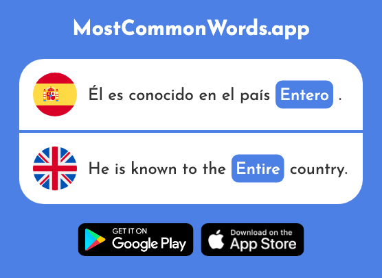 Entero - Entire, whole, complete (La 1134 Palabra Más Común En English)