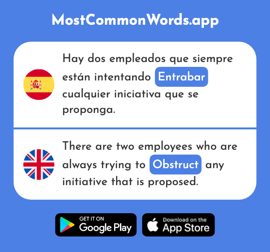 Entrabar - Obstruct (La 2663 Palabra Más Común En English)