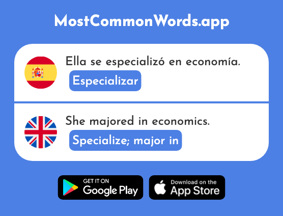 Especializar - Specialize, major in (La 2623 Palabra Más Común En English)