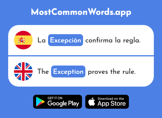 Excepción - Exception (La 1935 Palabra Más Común En English)