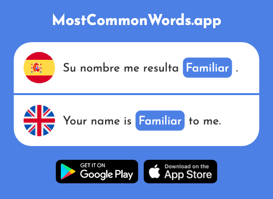 Familiar - Familiar, of the family (La 1152 Palabra Más Común En English)