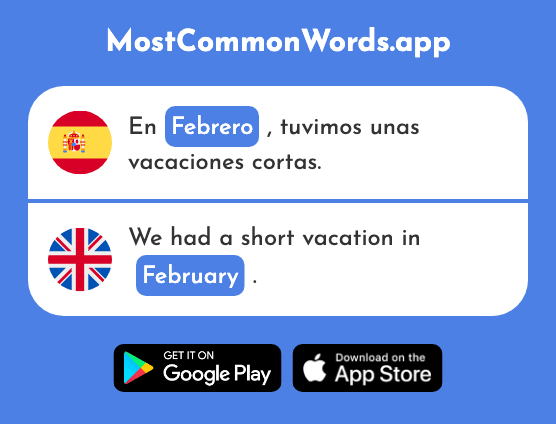 Febrero - February (La 1419 Palabra Más Común En English)