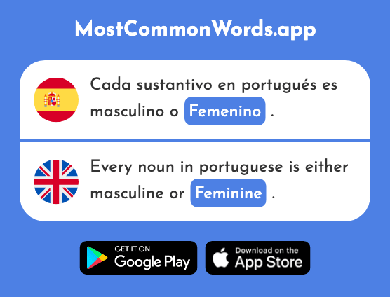 Femenino - Feminine, female (La 1723 Palabra Más Común En English)