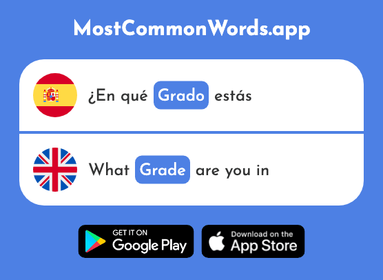 Grado - Degree, grade (La 954 Palabra Más Común En English)