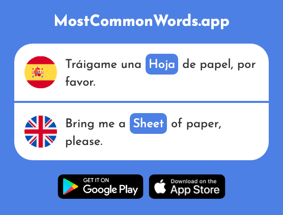 Hoja - Sheet, leaf (La 916 Palabra Más Común En English)