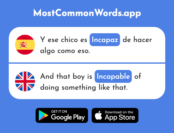 Incapaz - Incapable (La 2505 Palabra Más Común En English)