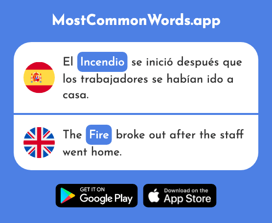 Incendio - Fire, conflagration (La 2644 Palabra Más Común En English)