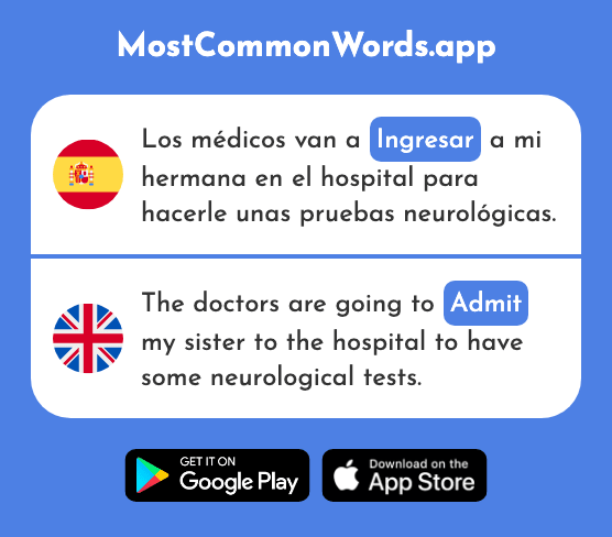 Ingresar - Join, deposit, admit (La 1587 Palabra Más Común En English)