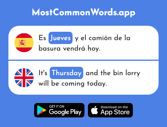 Jueves - Thursday (La 1650 Palabra Más Común En English)
