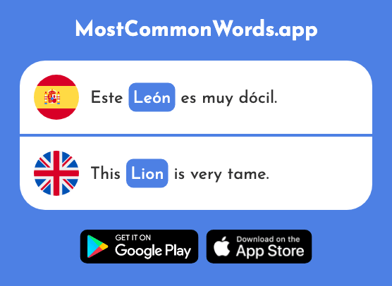 León - Lion (La 2107 Palabra Más Común En English)