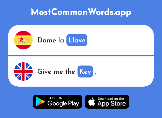 Llave - Key, faucet, wrench (La 1853 Palabra Más Común En English)