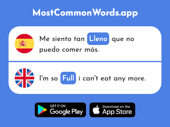 Lleno - Full, filled (La 684 Palabra Más Común En English)