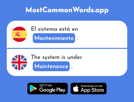 Mantenimiento - Maintenance, sustenance (La 2999 Palabra Más Común En English)