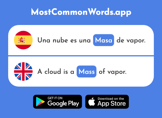 Masa - Mass, dough, bulk, crowd (La 1217 Palabra Más Común En English)