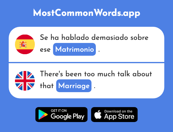 Matrimonio - Marriage, married couple (La 1151 Palabra Más Común En English)