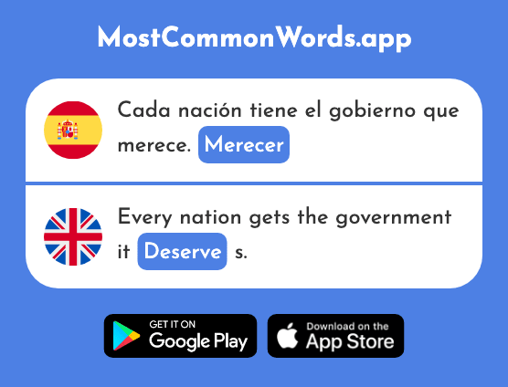 Merecer - Deserve, be worthy (La 1216 Palabra Más Común En English)