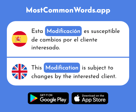 Modificación - Modification, alteration (La 2761 Palabra Más Común En English)