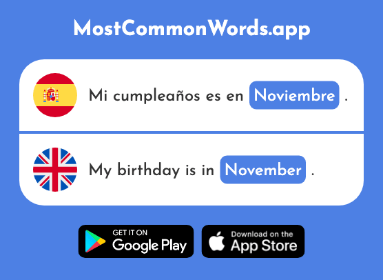 Noviembre - November (La 1434 Palabra Más Común En English)