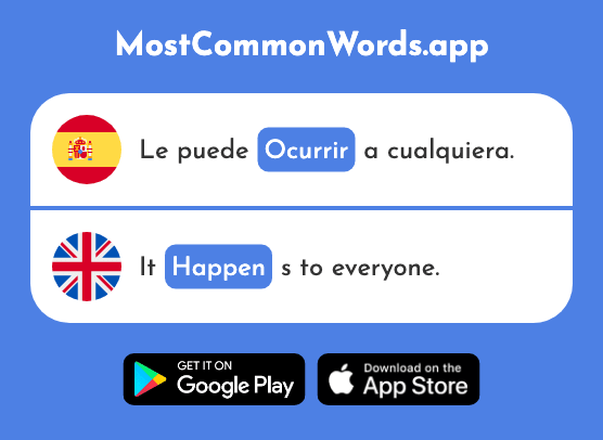 Ocurrir - Happen, occur (La 291 Palabra Más Común En English)