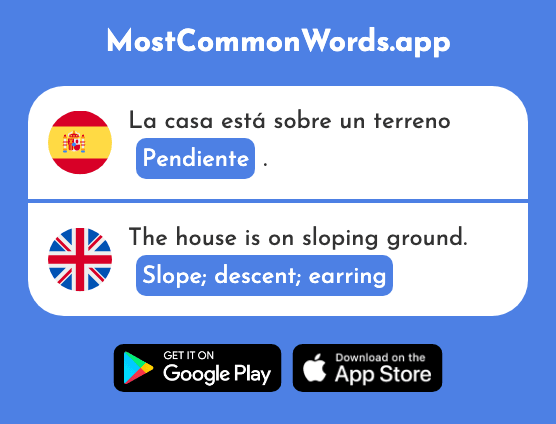 Pendiente - Slope, descent, earring (La 2834 Palabra Más Común En English)