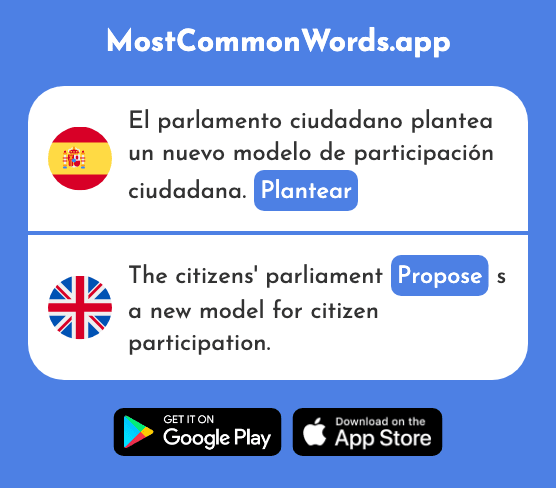 Plantear - Propose, present (La 956 Palabra Más Común En English)