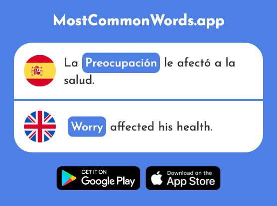 Preocupación - Worry, concern (La 1531 Palabra Más Común En English)