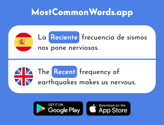 Reciente - Recent (La 1284 Palabra Más Común En English)