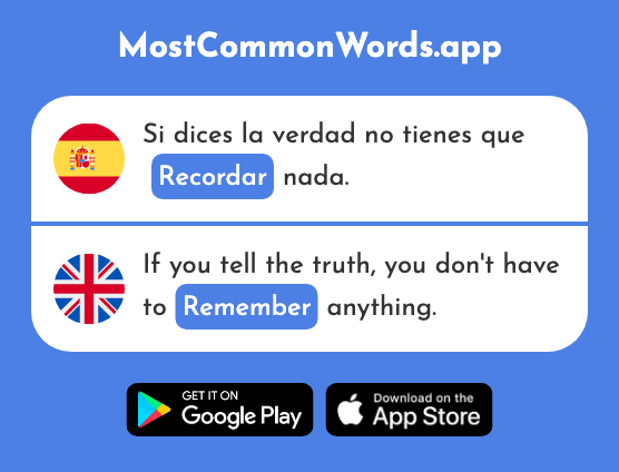 Recordar - Remember, remind (La 211 Palabra Más Común En English)