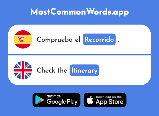 Recorrido - Journey, itinerary, route (La 2640 Palabra Más Común En English)