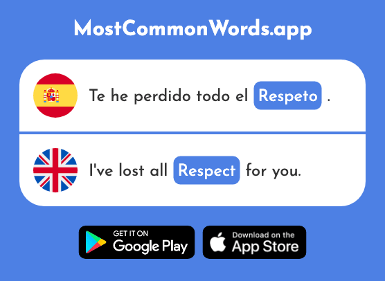 Respeto - Respect, regard (La 1098 Palabra Más Común En English)