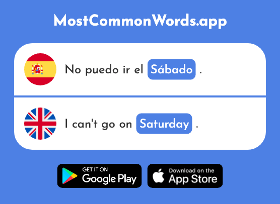 Sábado - Saturday (La 1179 Palabra Más Común En English)