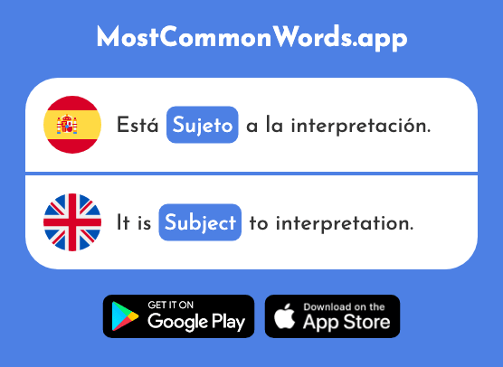 Sujeto - Subject, individual (La 1336 Palabra Más Común En English)