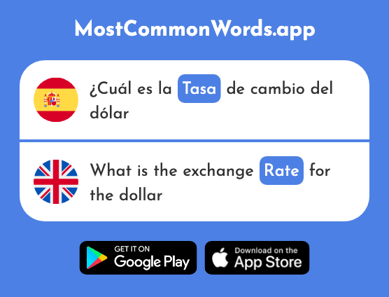 Tasa - Rate, fee, levy (La 1836 Palabra Más Común En English)