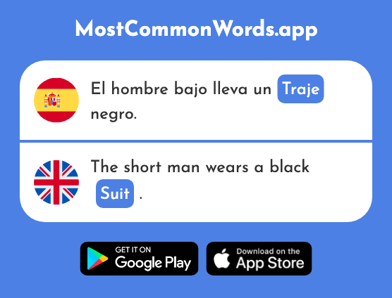 Traje - Suit, dress, costume (La 1689 Palabra Más Común En English)