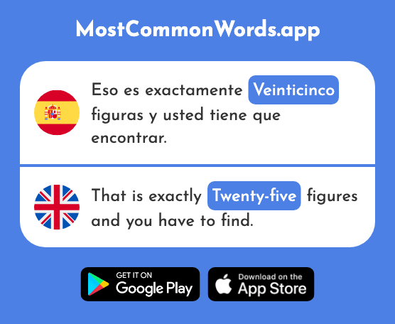 Veinticinco - Twenty-five (La 2643 Palabra Más Común En English)