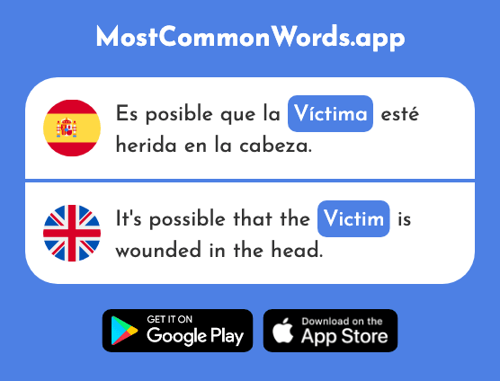 Víctima - Victim, casualty (La 1154 Palabra Más Común En English)